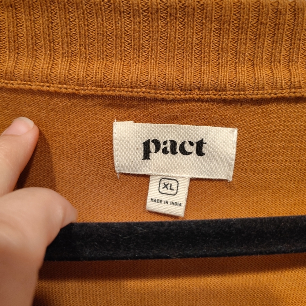 Pact Classic Fine Knit Burnt Orange V-Neck Organic Cotton Sweater Sz XL Preppy - Picture 2 of 7